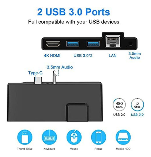 Surface Go Docking Station, 5 In 1 Surface Go Docking Statio
