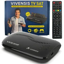 Comprar Receptor Vivensis VX10 Nova Parabolica TV Sem Mensalidade antena OI SKY Claro Vivo Cor Preto