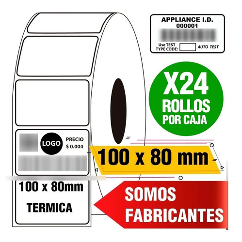 Etiquetas 100 X 80 Mm Papel Termico X 24 Unidades