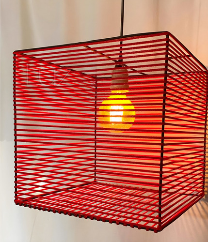 Lámpara Hilo Colgante Cordón Cúbica Cubetto 35 Cms - Rojo