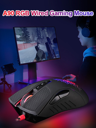 Ratón Para Juegos Con Cable Usb A90 De 4000 Dpi, Color Ga