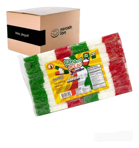 Caja Banderita De Coco 10 Paquetes De 22.5 Gr. 20 Piezas