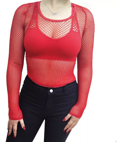 Camiseta Sexy De Red Elastizada Lenceria