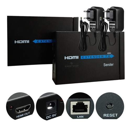 Extensor Hdmi 60 Metros X Rj45 Cat5e/cat-6 3d 1080p Full Hd