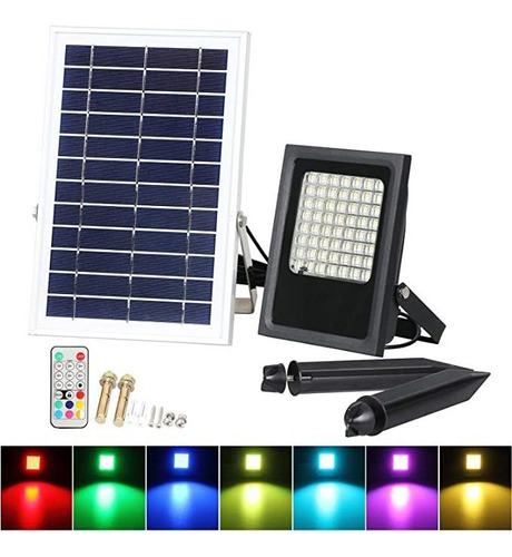 Rgb Led Luces De Inundación Solares, T-50w Salida Del Sol Qu