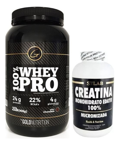 Proteina Whey Pro 2lb Gold Nutrition + Creatina Sylab 300g