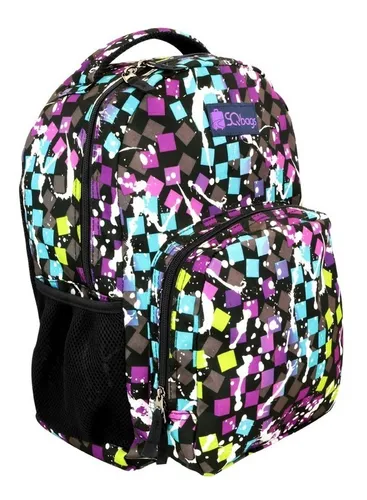 Mochila Escolar Para Niña Sqbags Grande Con Organizadores Color Violeta