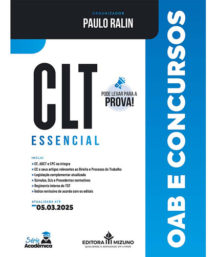 Clt Essencial Oab | Atualizada E Organizada, De Ralin, Paulo., Vol. 1. Editorial Editora Mizuno, Capa Mole, Edição 1 Em Português, 2025