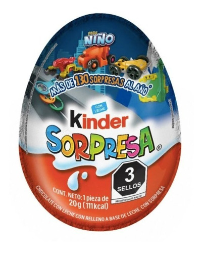 Huevo De Chocolate Kinder Sorpresa Para Niño 20g 10pzas