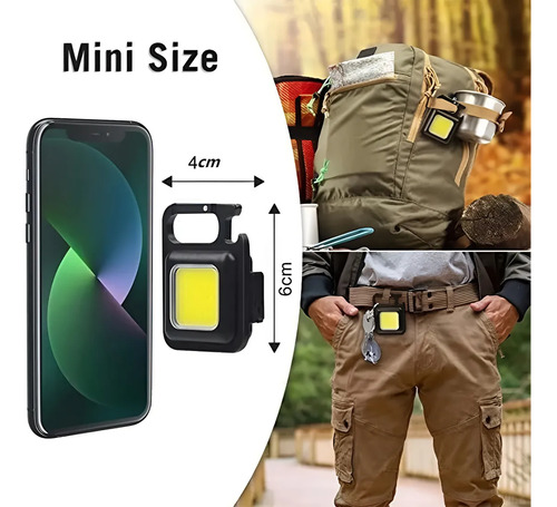 Lampara Mini 800 Lumens Iman Usb Tipo C Llavero Destapador