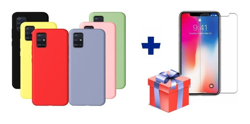 Protector Case Silicona + Vidrio Templado iPhone X Xs