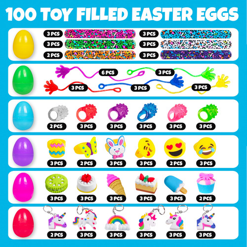 Paquete De 100 Huevos De Pascua De Plástico Con Juguetes En