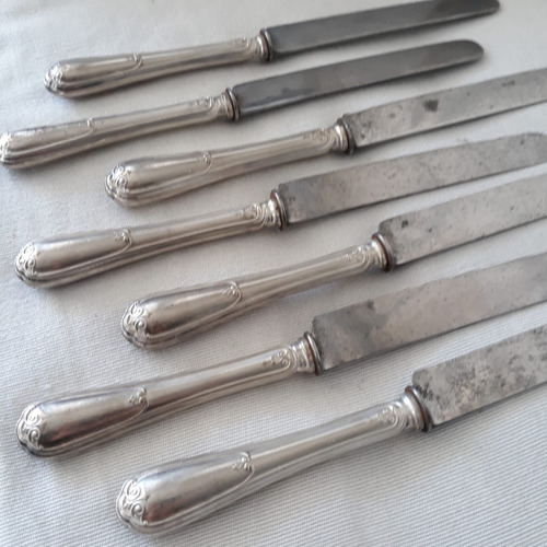 7 Facas Para Jantar Contrastadas Anos 1930 Vintage