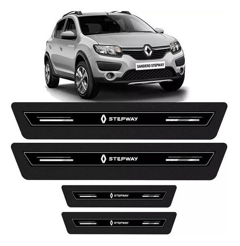 Soleira De Porta Sandero Stepway Preto Platinum 8 Peças