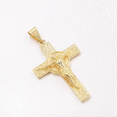 Cristo San Benito Grande En Oro Laminado 18k