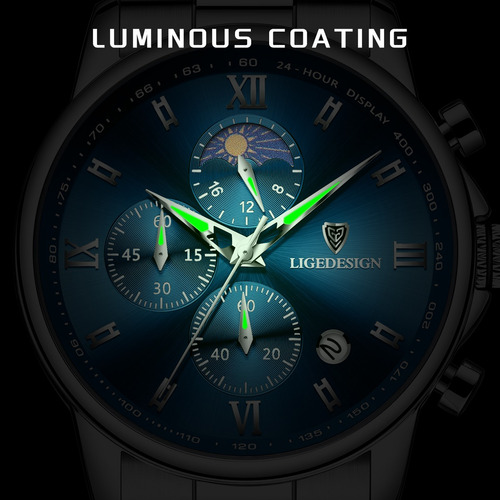 Relojes Para Hombre Lige Casual Acero Reloj Impermeable