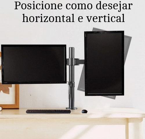 Suporte 2 Monitor Tv Aço Mesa Articulad Vesa Ajuste Promoção