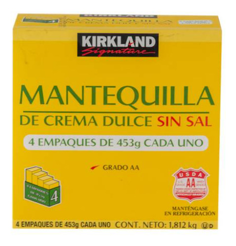 Mantequilla Sin Sal Kirkland (4 Piezas De 453 G)