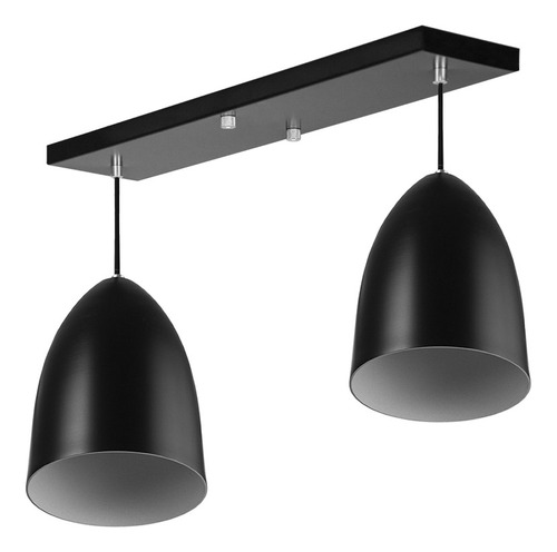 Lustre Pendente Vegas Duplo Base Retangular Preto