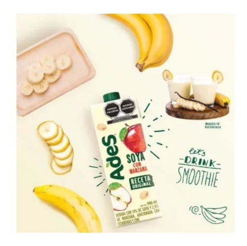 Bebida De Soya Ades Con Jugo De Fruta 6 Pz De 946 Ml C/u