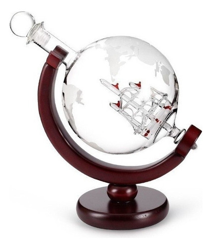 Decantador De Whisky Gift Globe Con Soporte De Madera Fina