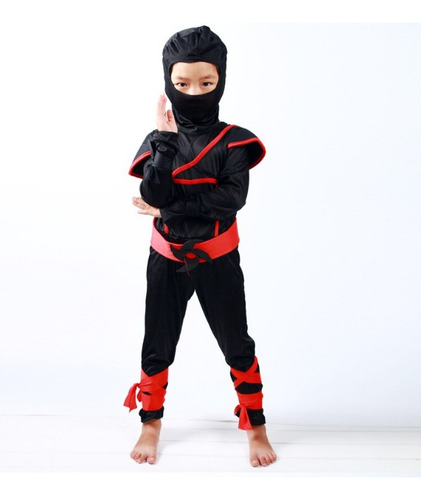 Set Traje De Ninja + Accesorios Halloween Infantil Guerrero Japones, Purim, Carnaval, Navidad, Fiesta De Disfraz