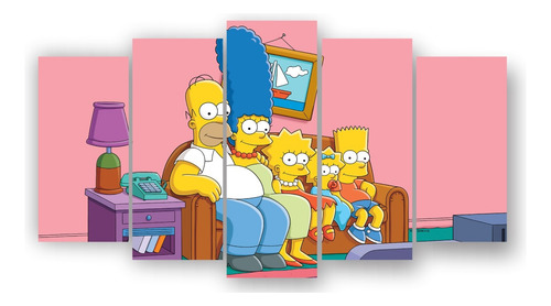 Set 5 Cuadros Decorativos Camva Los Simpsons Familia Sofa