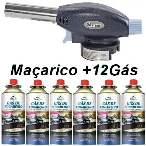 Maçarico Portátil Com Controle Manual + 12 Latas De Refil