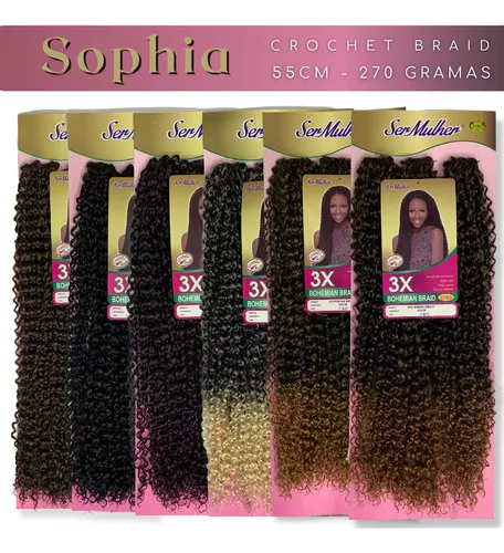 Cabelo Sophia cacheado crochet Braids ser mulher cor T1b/27