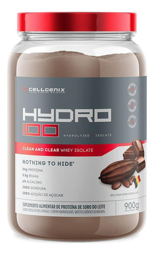 Hydro 100 Whey Protein Isolado 900g Cellgenix Sabor Chocolate Meio Amargo