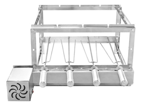 Grill Churrasqueira Gira Giratoria Inox 4 Espetos Esquerdo