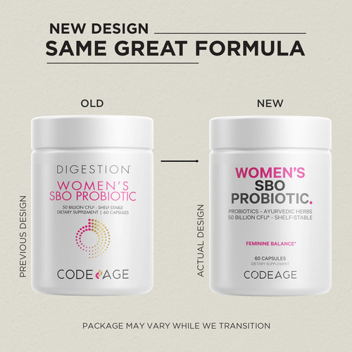 Suplemento Probiótico Codeage Women 50 Billion Crus 60 Caps