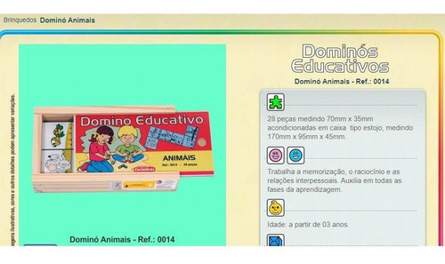Imagem 4 de 4 de Dominó Animais Brinquedo Educativo À Vista