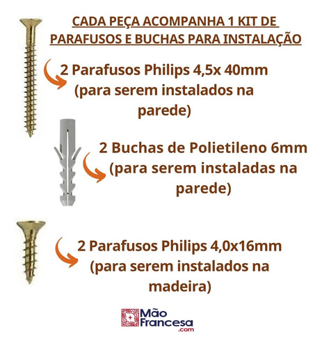 Mão Francesa Invertida 20cm 5mm 6 Peças Reforçada Industrial