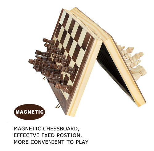 Amerous Juego De Ajedrez Magnético De Madera De 15...