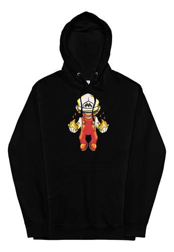 Sudadera  Mario Bross Fuego Rojo En Llamas En Las Manos