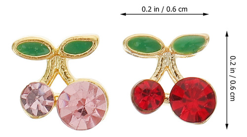 Pegatinas De Uñas 3d Con Forma De Cereza, Gemas, 36 Unidades