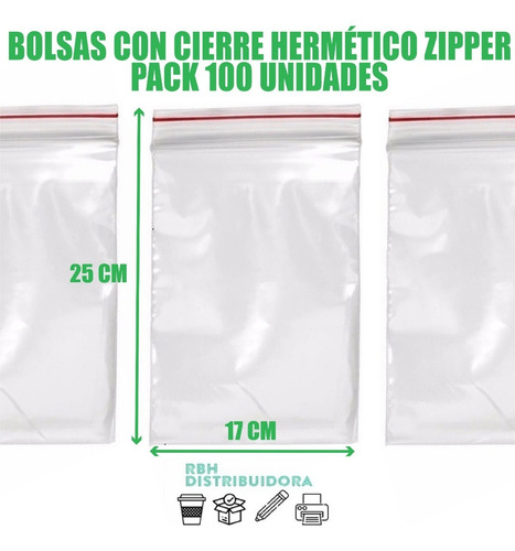 Imagen 8 de 8 de Bolsas Con Cierre Hermético Zipper 17x25 Cm Pack X 100 U