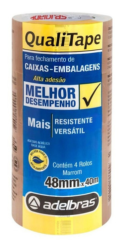 Imagem 1 de 2 de 4 Fitas Adesivas Pvc 40m X 48mm P/ Caixas De Papelão Tr/ Mr.
