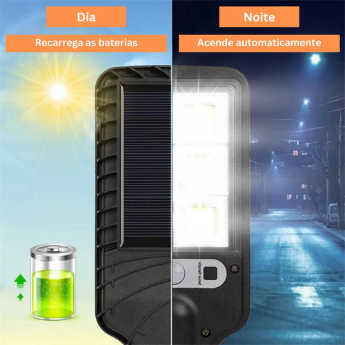 Luminária Solar Refletor 100w Led Com Sensor Automático