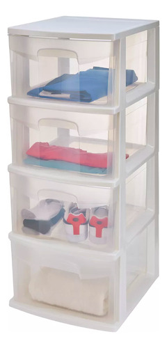 Organizador Multiusos Cajonera Plastico Resistente 4 Niveles Color Negro