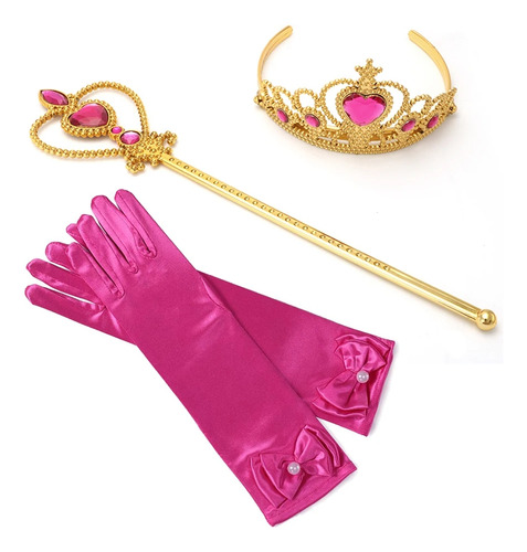 Kit Princesa Accesorios Guantes + Corona + Varita