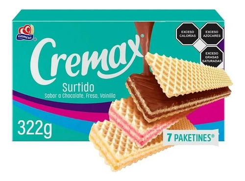 2 Pzas Galletas Gamesa Cremax Tipo Wafer 7 Paketines