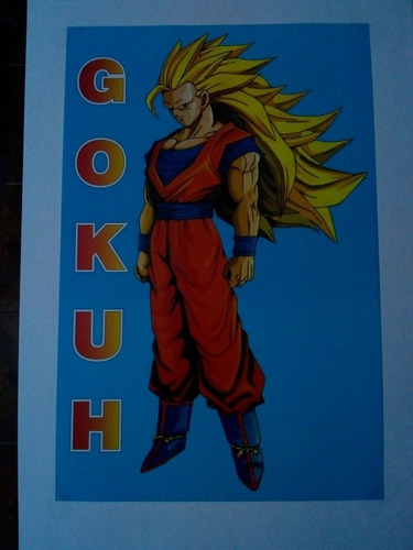 Imagen 1 de 1 de Poster Goku H 27 X 37 Se Envia Con Papel Cascaron De 1/4