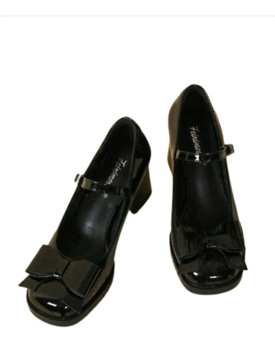 Zapatillas Color Negro Con Diseño De Moño Y Pulsera