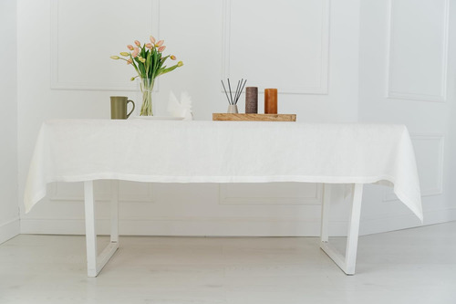 Mantel Rectangular De Lino Natural De 60 X 106 Pulgadas, Man