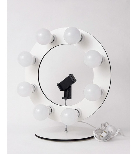 Ring Light 36cm 8 Bocais P/ Selfie Make *sem Lâmpada E Tripé Estrutura Branco 110v/220v