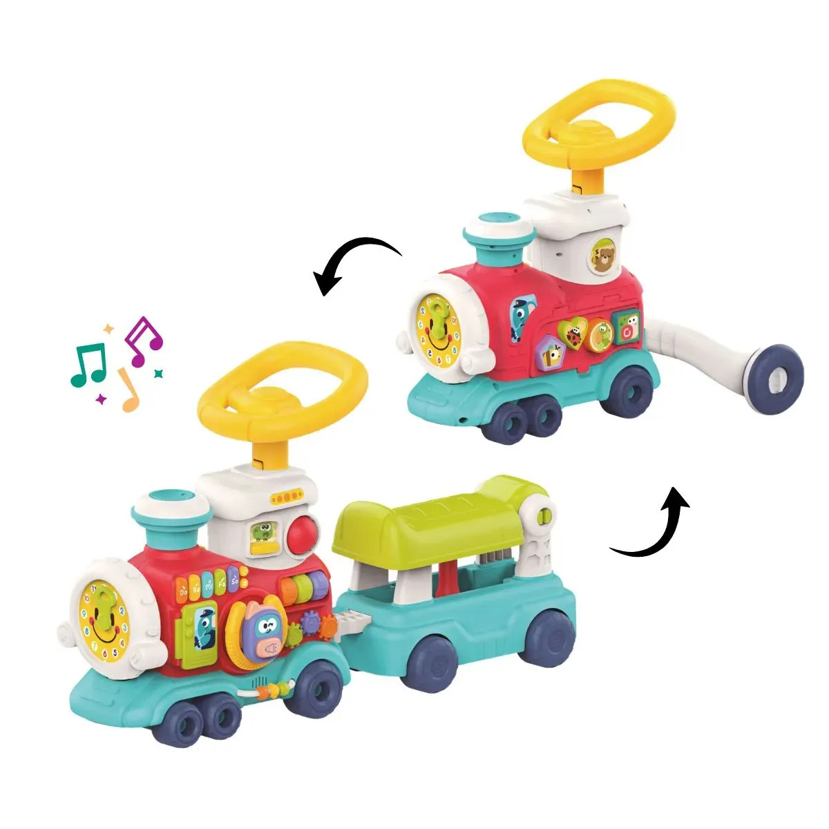 Andador Bebê Trem de Atividades Musical Interativo Solta Fumaça Chocalho Tchu Tchu Maxi Baby