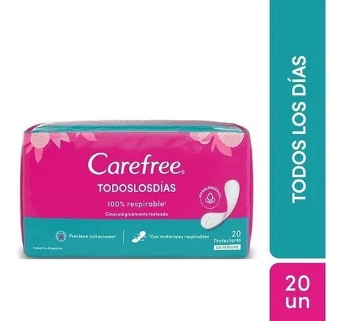 Protectores Diarios Femeninos Todos Los Dias Carefree X20 Un