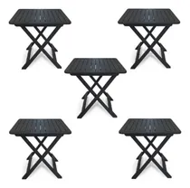Comprar Kit 5 Mesas Dobráveis Plástico Quadrada 80x72cm Bistrô Preta